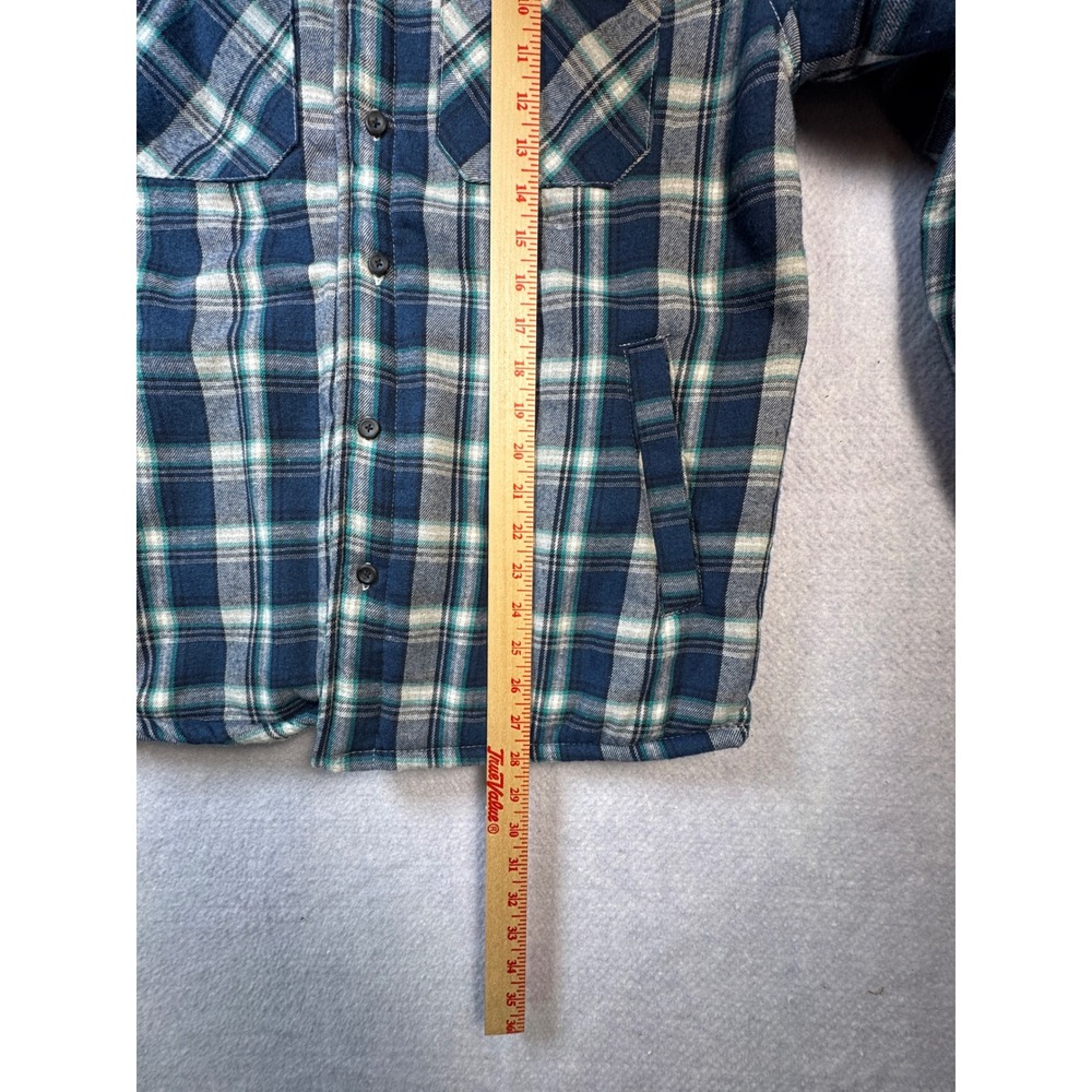 Jack South New York Mens Plaid Sherpa Lined Flannel Shirt Jacket Blue Green S - Picture 5 of 6
